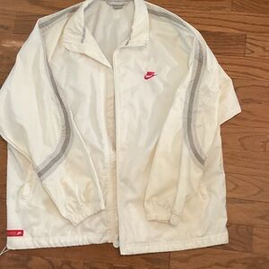 Nike Cream and Gray Jacket with Red Logo